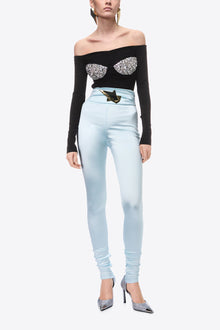 High Waisted Star Stud Legging | Ice Blue