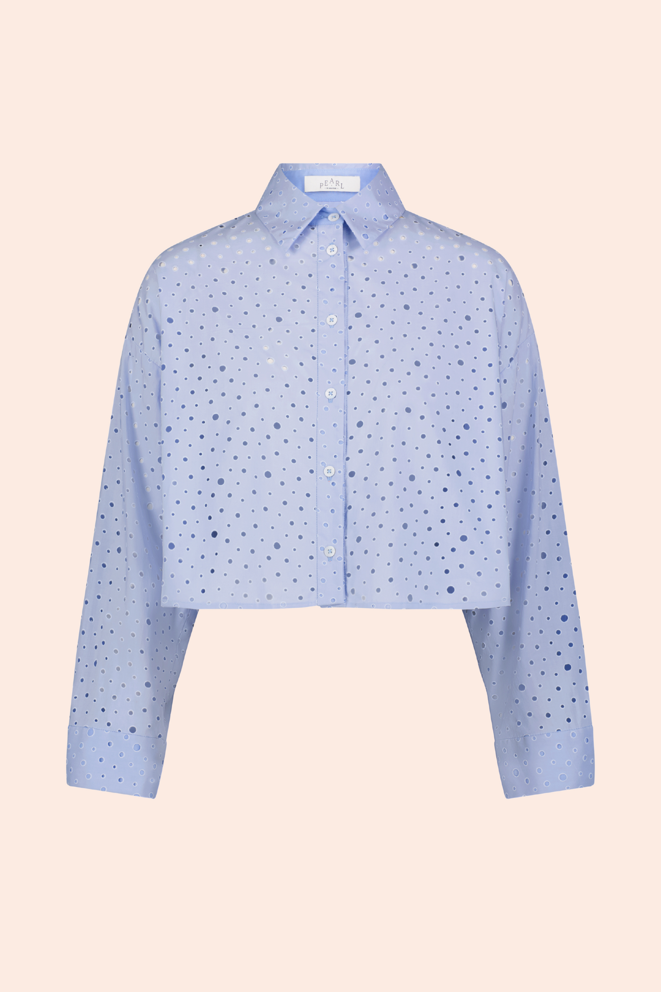 Polka Dot Eyelet Cropped Shirt | Cloud