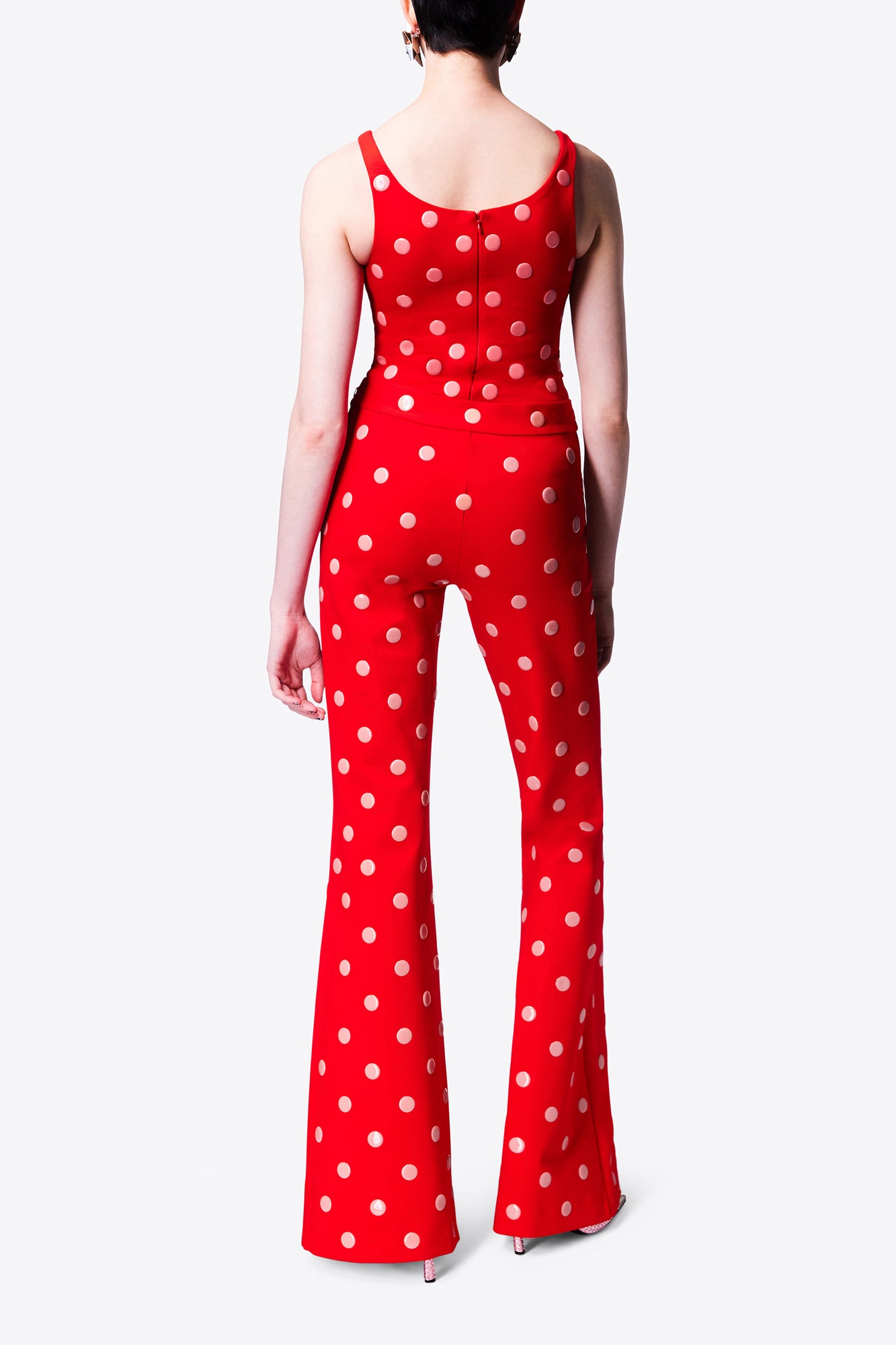 Polka Dot Flare Pant | Scarlet