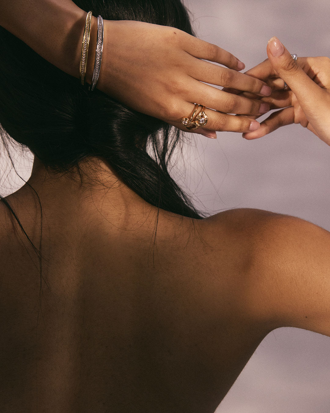 The Wave Ring Set | Silver | Cubic Zirconia