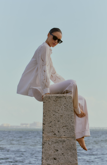 Wave Eyelet Tunic Shirt | Ivory