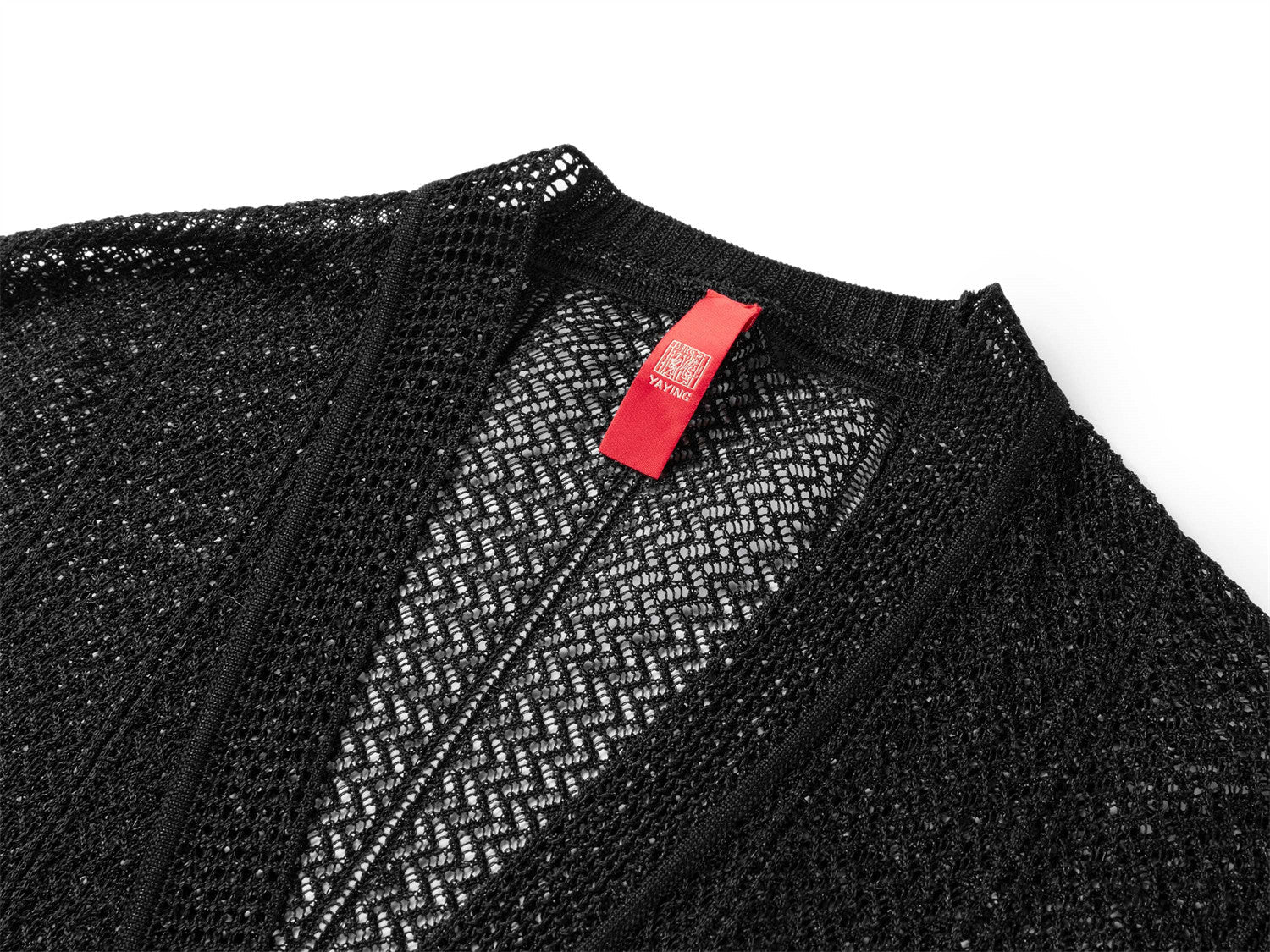 Vertical Geometric Texture Mulberry Silk Knit Cardigan | Black