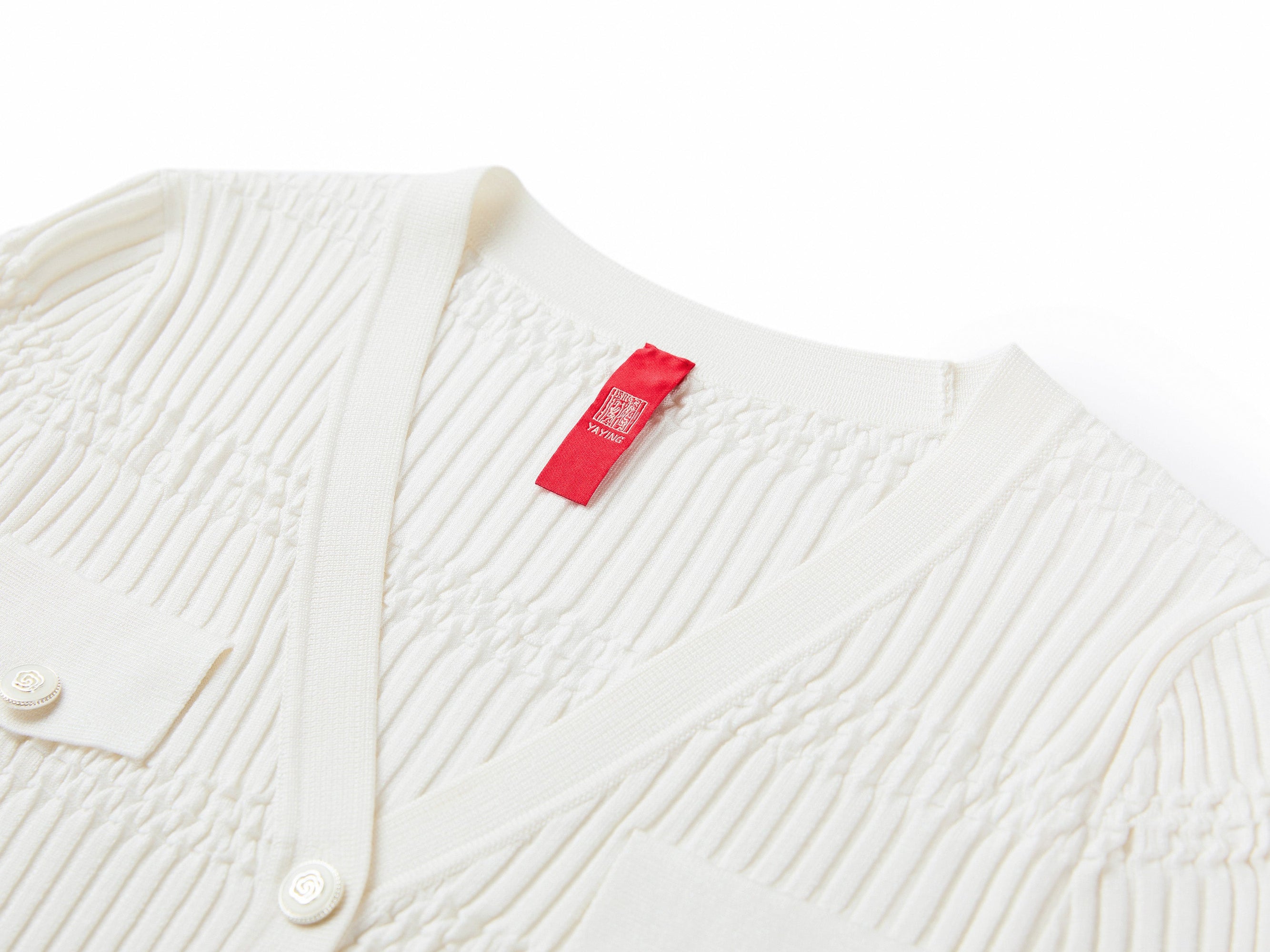 Mulberry Silk Short-Sleeve v Slim-Fit Cardigan | White