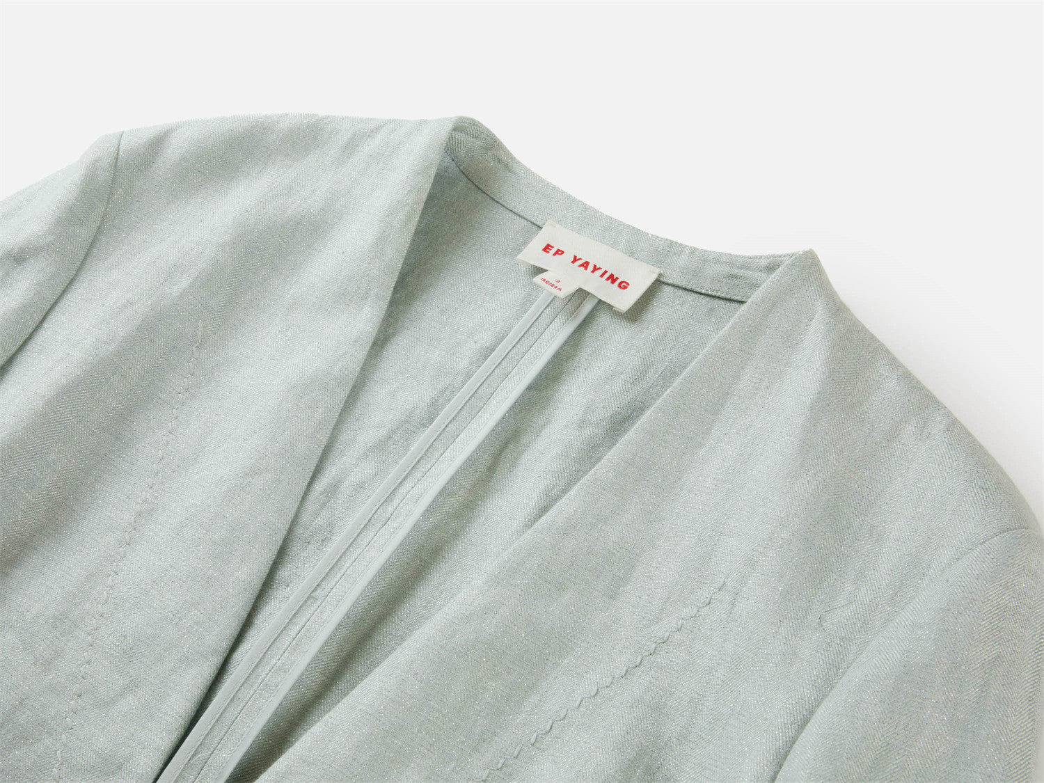 Collarless Linen Blazer | Green
