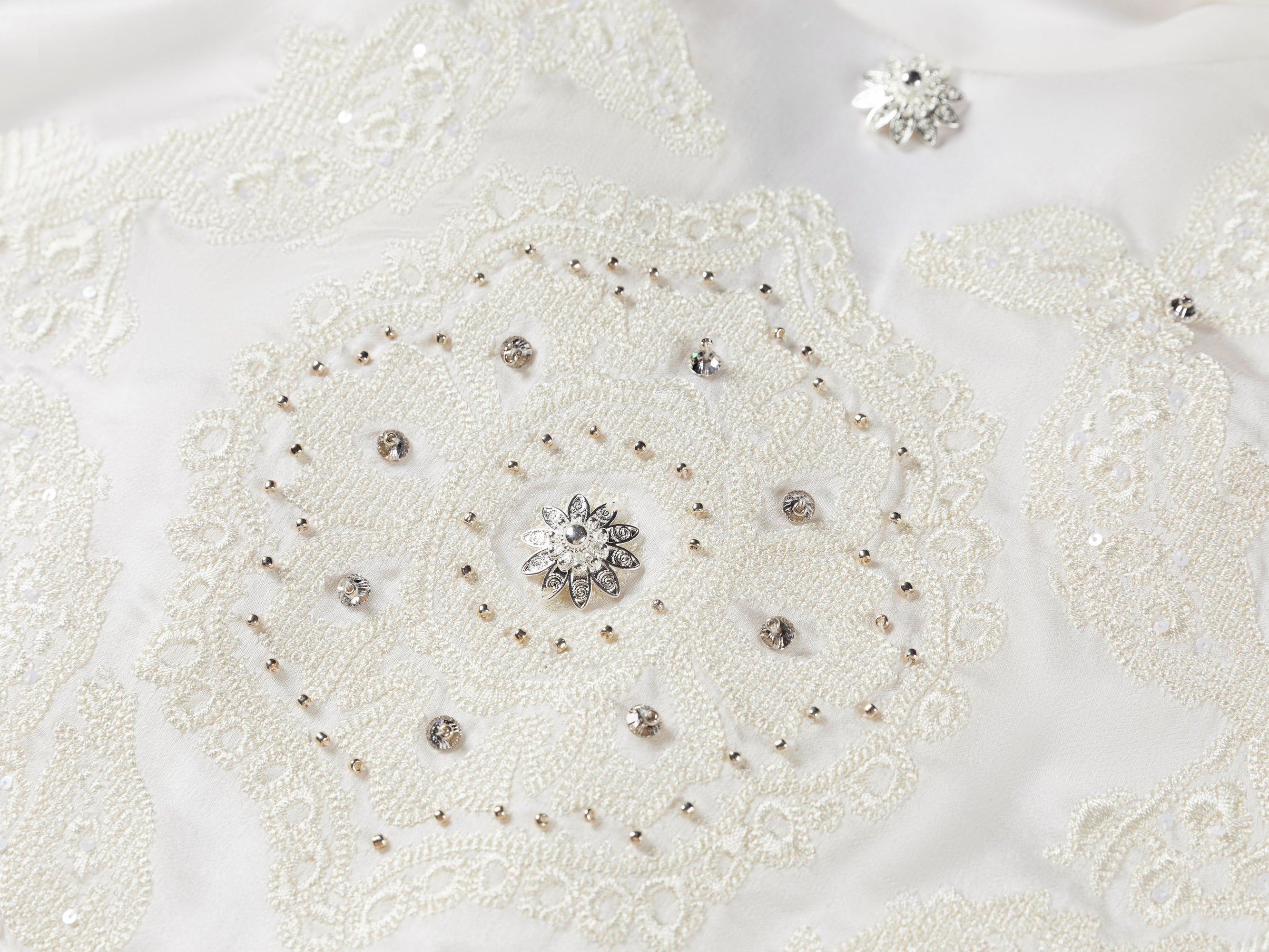 Embellished Silk Blouse | White