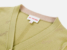 Wool Cashmere V-Neck Sequin Knit Cardigan | Green