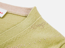 Wool Cashmere V-Neck Sequin Knit Cardigan | Green
