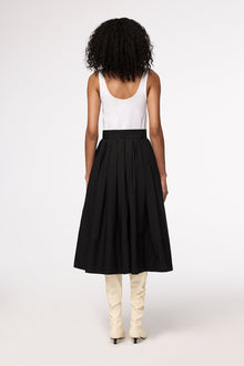 Another Tomorrow Gathered Circle Skirt in Black – Cotton Women's Skirt