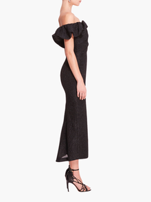 Cloque Midi Dress | Black