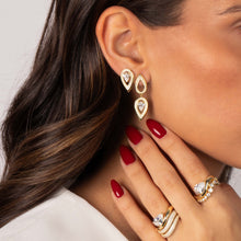 CZ Bezel Waved Band W/ Pear Stone Ring - Adina's Jewels