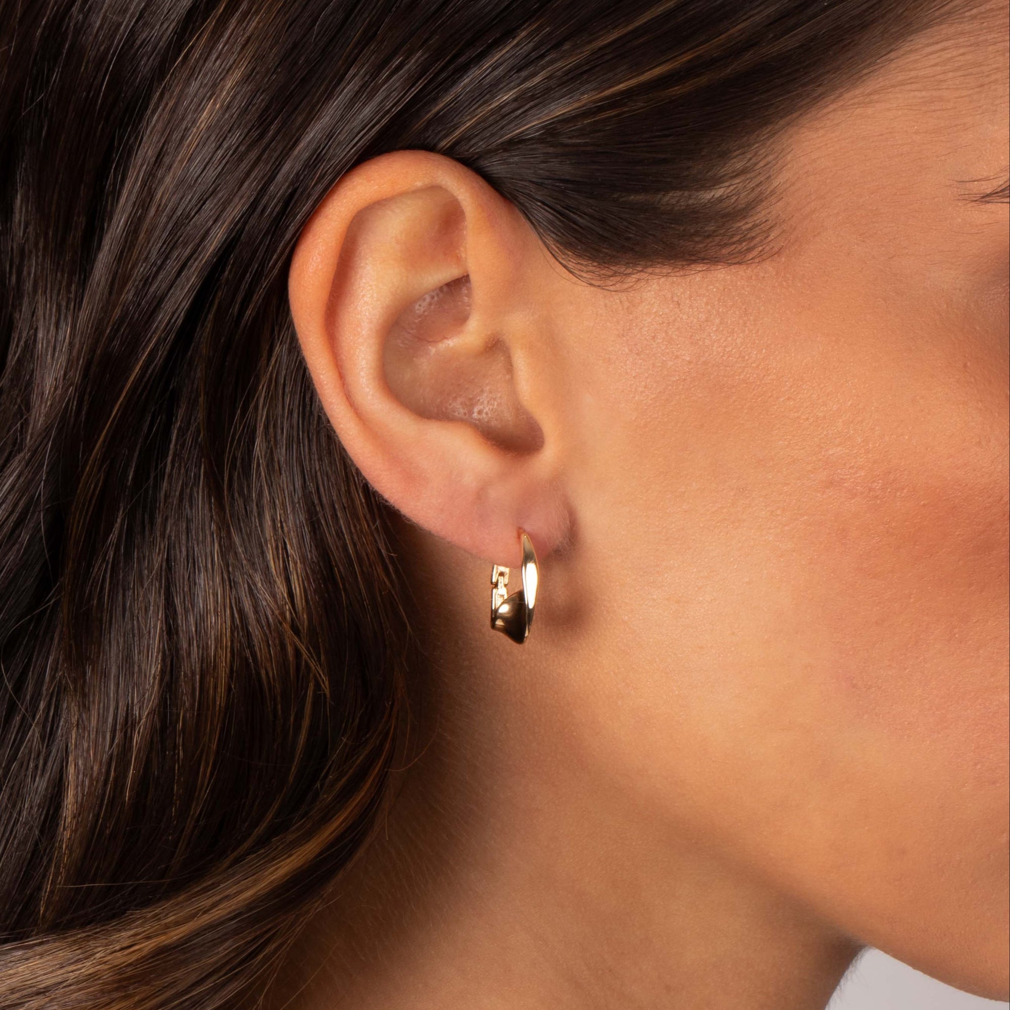 Solid Curved Loop Hoop Earring - Adina's Jewels