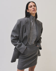 Another Tomorrow Tailored Mini Skirt in Medium Melange Grey – Cashmere Women's Skirt