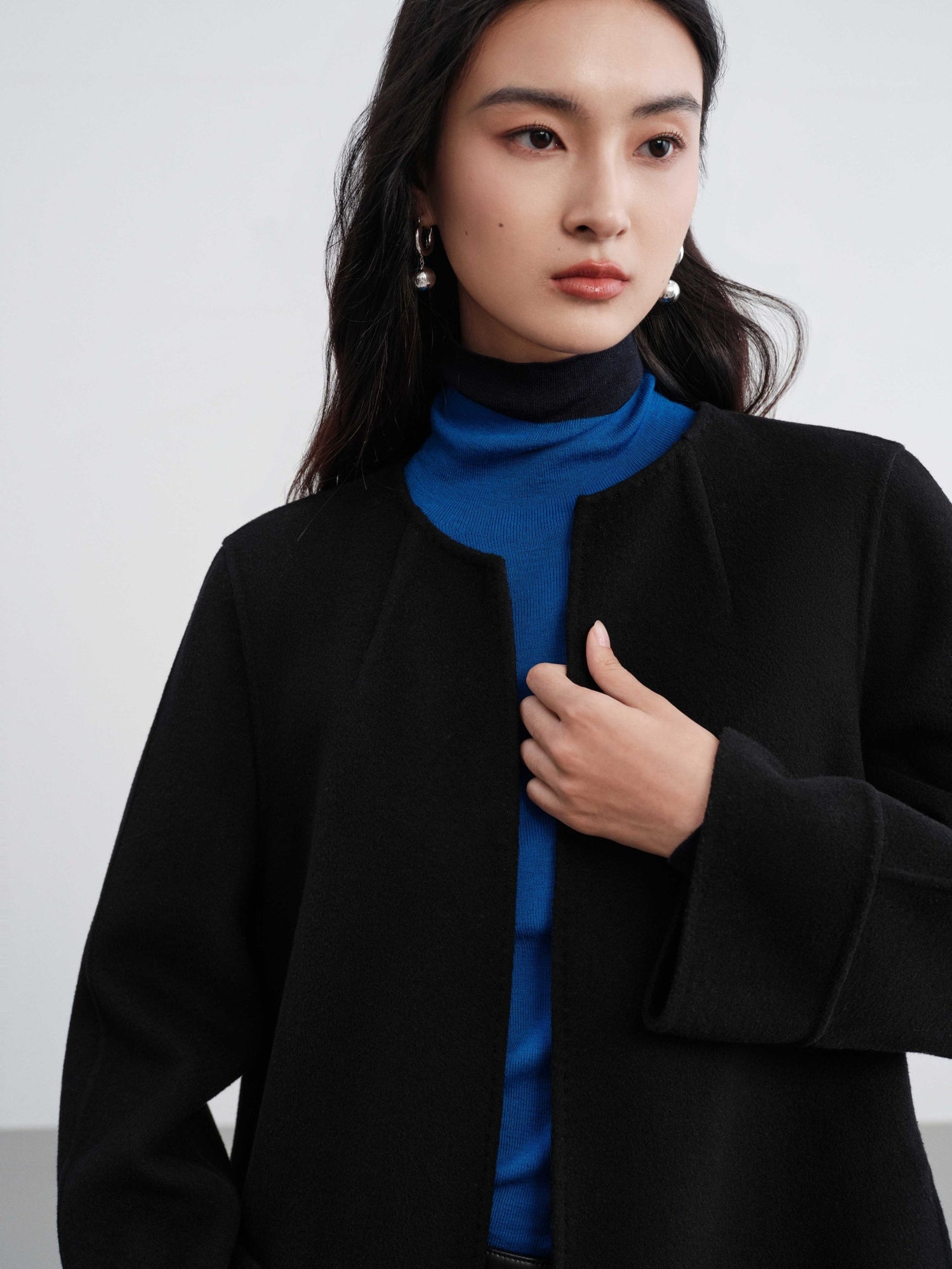 Wool Woolen Jacket | Black