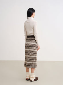 Jacquard Straight-Leg Skirt | Brown