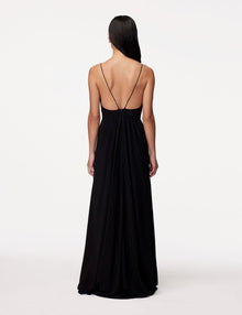 Another Tomorrow Gathered Gown in Black – Viscose Women's Dress