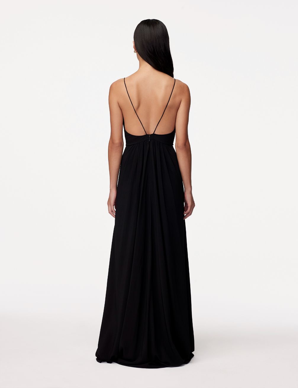 Another Tomorrow Gathered Gown in Black – Viscose Women's Dress