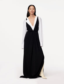 Another Tomorrow Gathered Gown in Black – Viscose Women's Dress