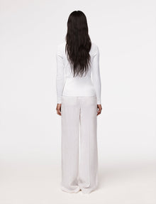 Another Tomorrow Ribbed Cardigan in White – Viscose Women's Knitwear