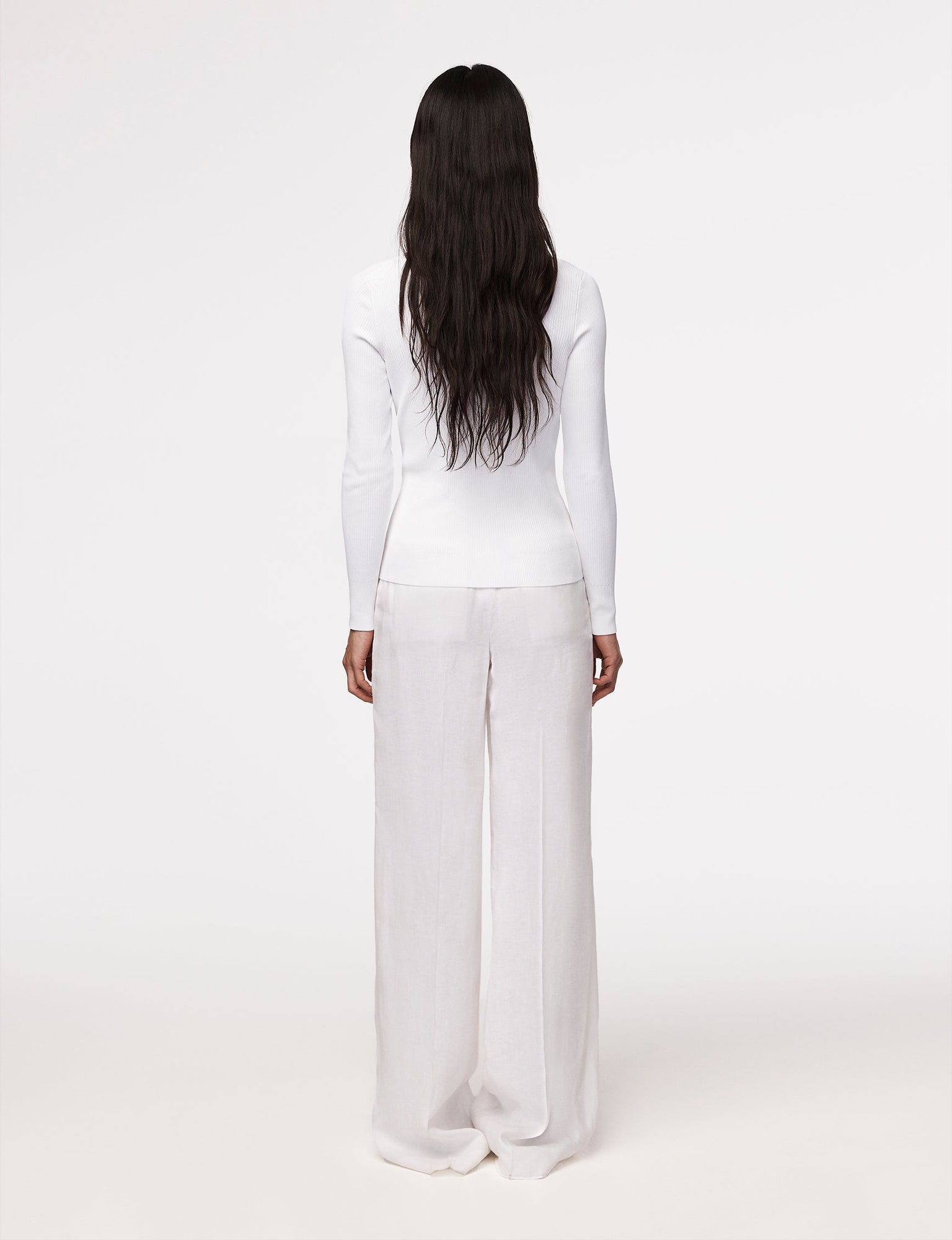 Another Tomorrow Ribbed Cardigan in White – Viscose Women's Knitwear