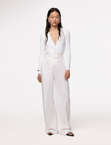 Another Tomorrow Ribbed Cardigan in White – Viscose Women's Knitwear