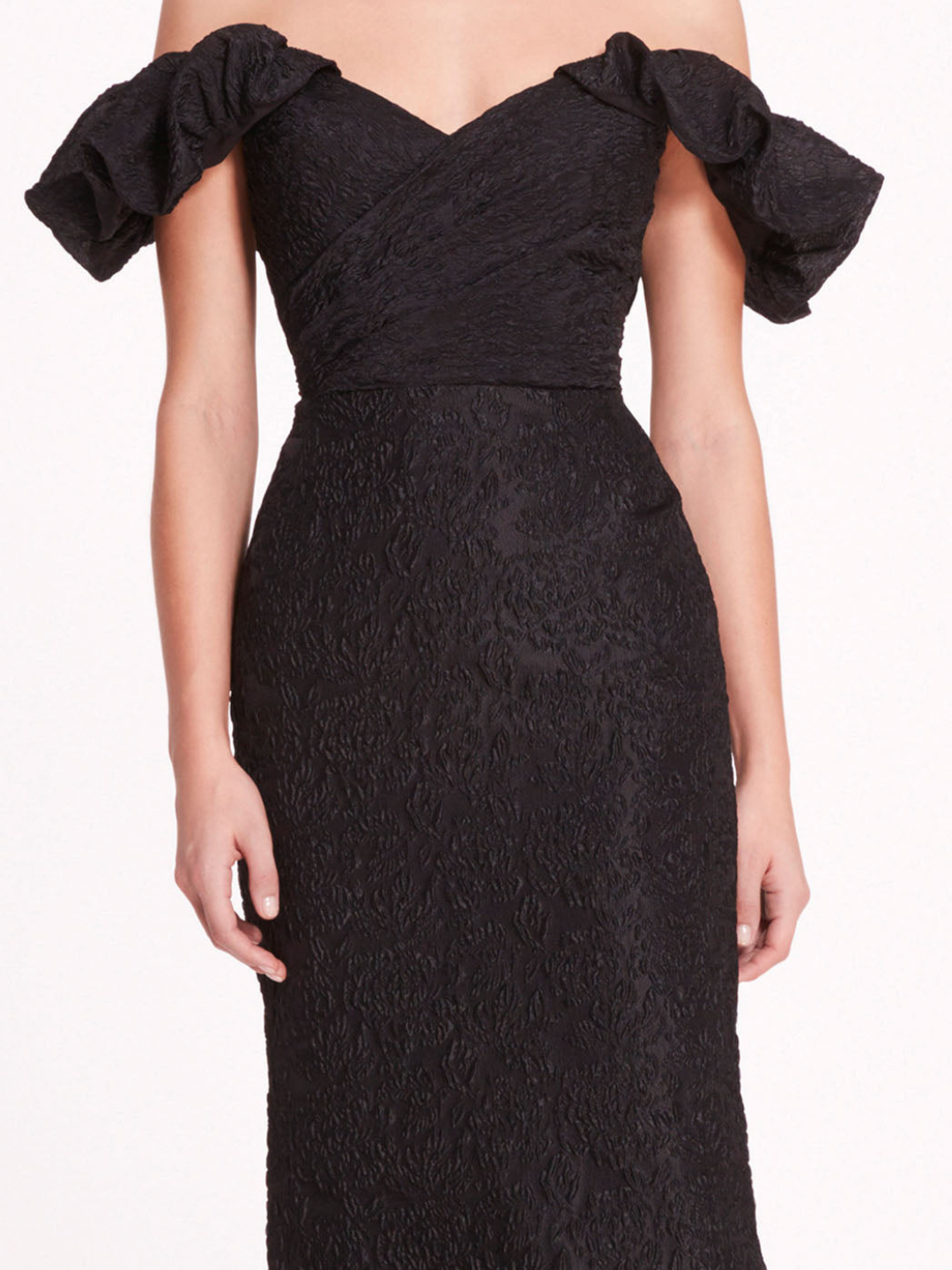 Cloque Midi Dress | Black