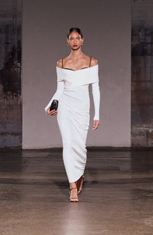 Boa Wrapped Rib Dress | Ivory