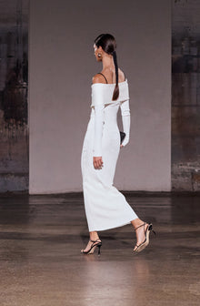 Boa Wrapped Rib Dress | Ivory