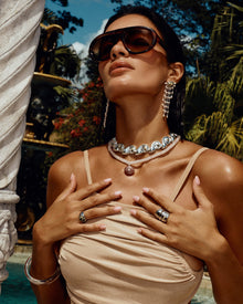 The Cote d'Azur Pendant Necklace | Rose Quartz/Cubic Zirconia | Silver