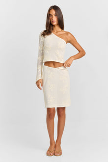 Lola Midi Skirt | White Crochet Floral
