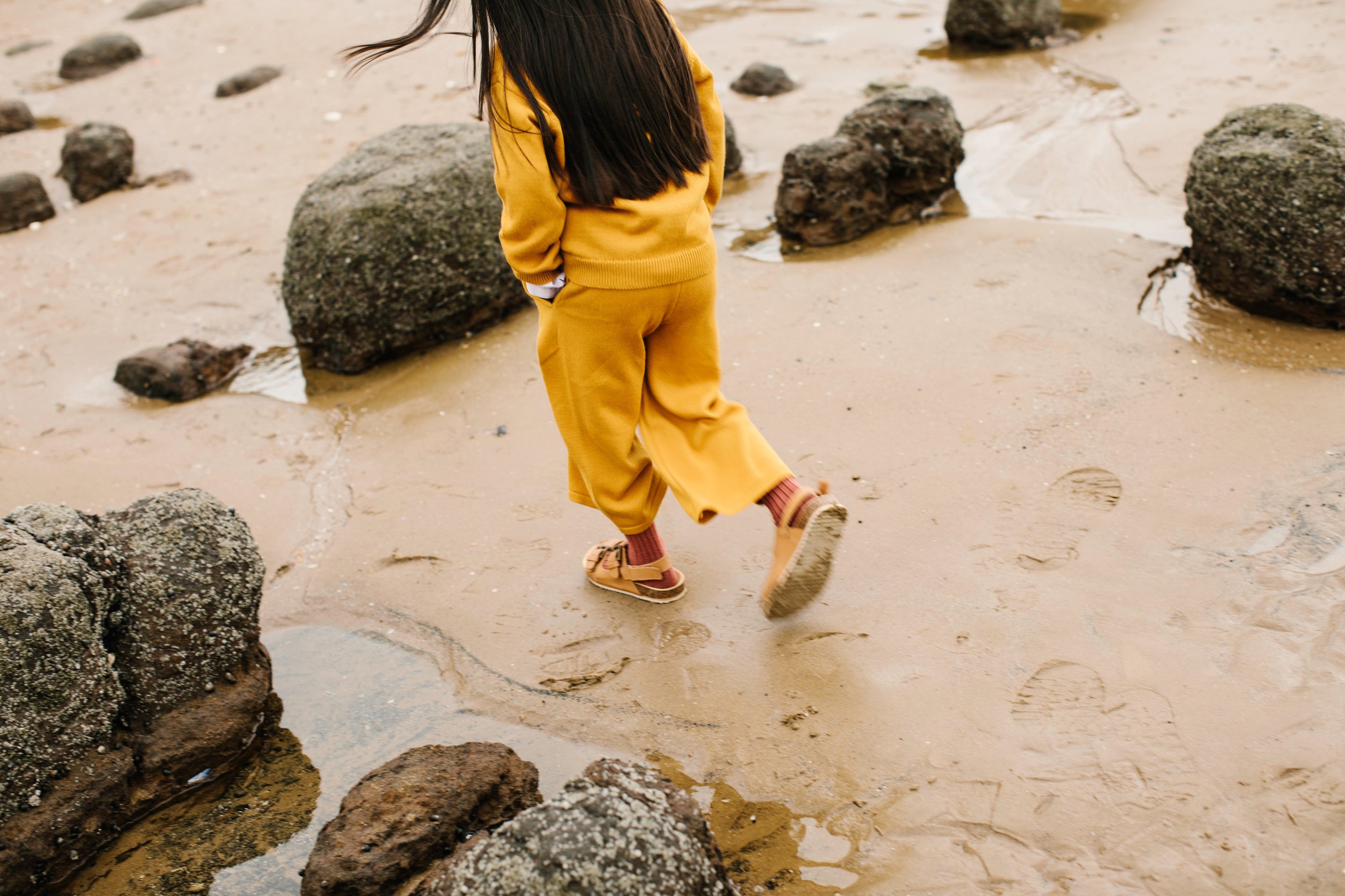 Organic Knit Wide Leg Trousers | Dark Ochre