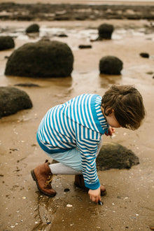 Organic Knit Cardigan | Blue Striped