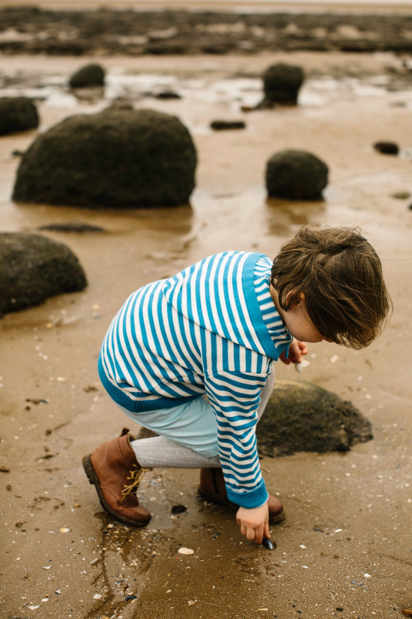 Organic Knit Cardigan | Blue Striped