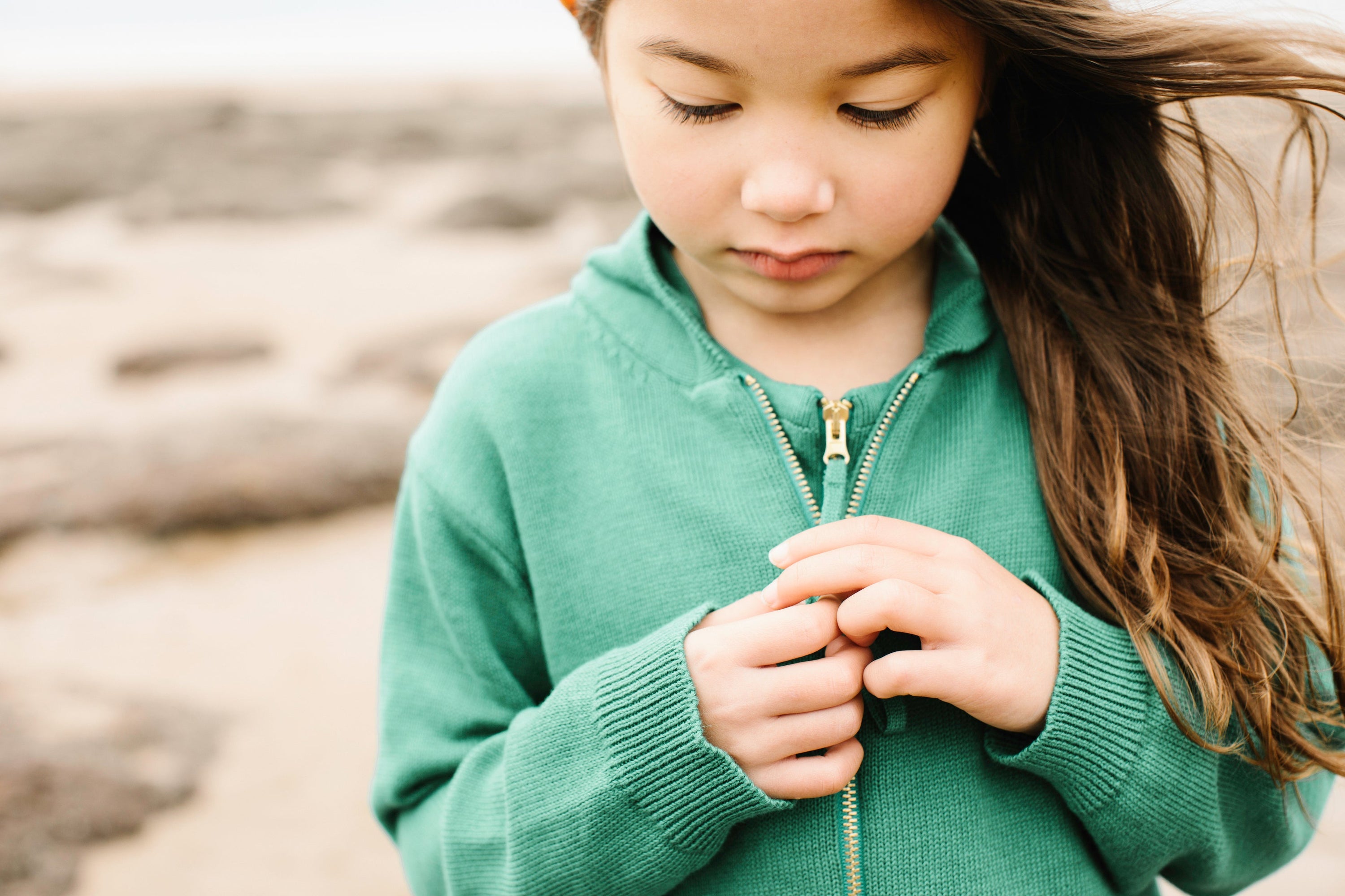 Organic Knit Cardigan | Green Striped