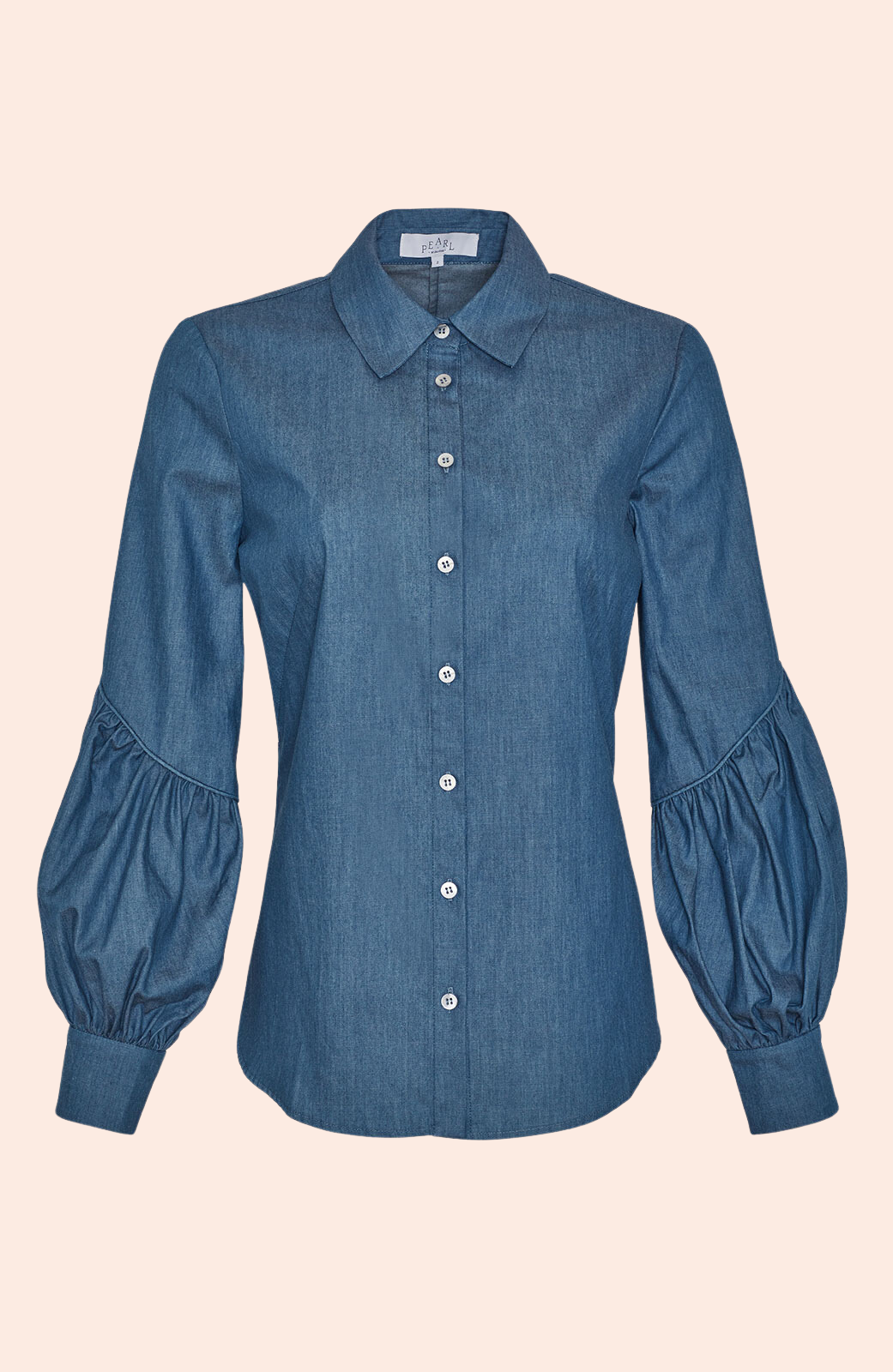 Chambray Shirred Detail Top | Blue