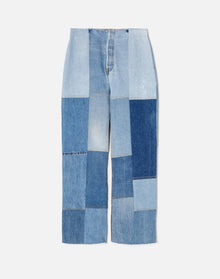 Raw Waist Patched Wide Leg | Indigo