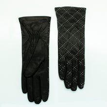 Womens | Leather Gloves with Contrast Stitch | Black/Cream