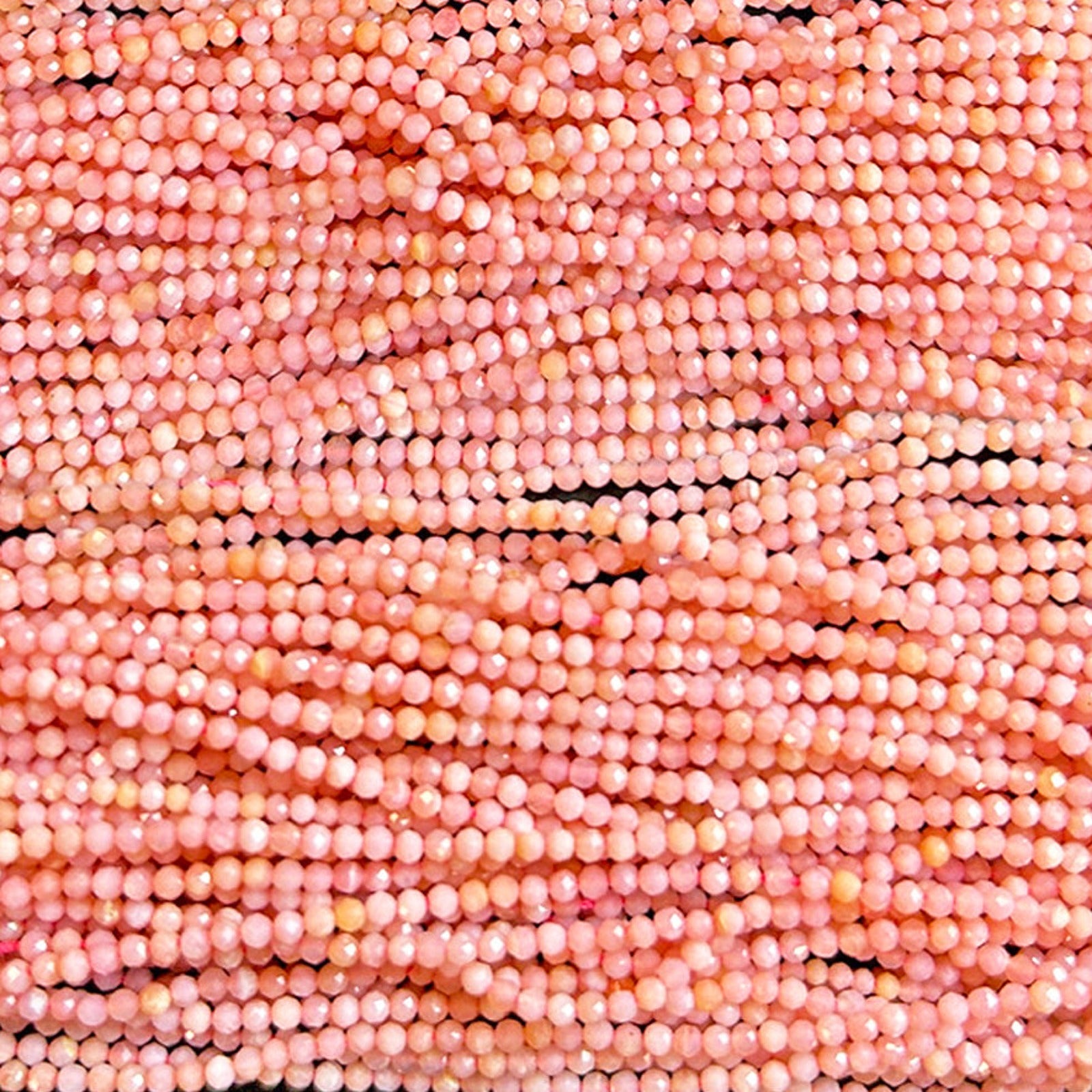 2mm faceted slim gemstone necklace swatch in Pink opal