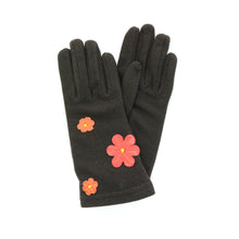 Womens | Gloves with Leather Flowers | Chocolate