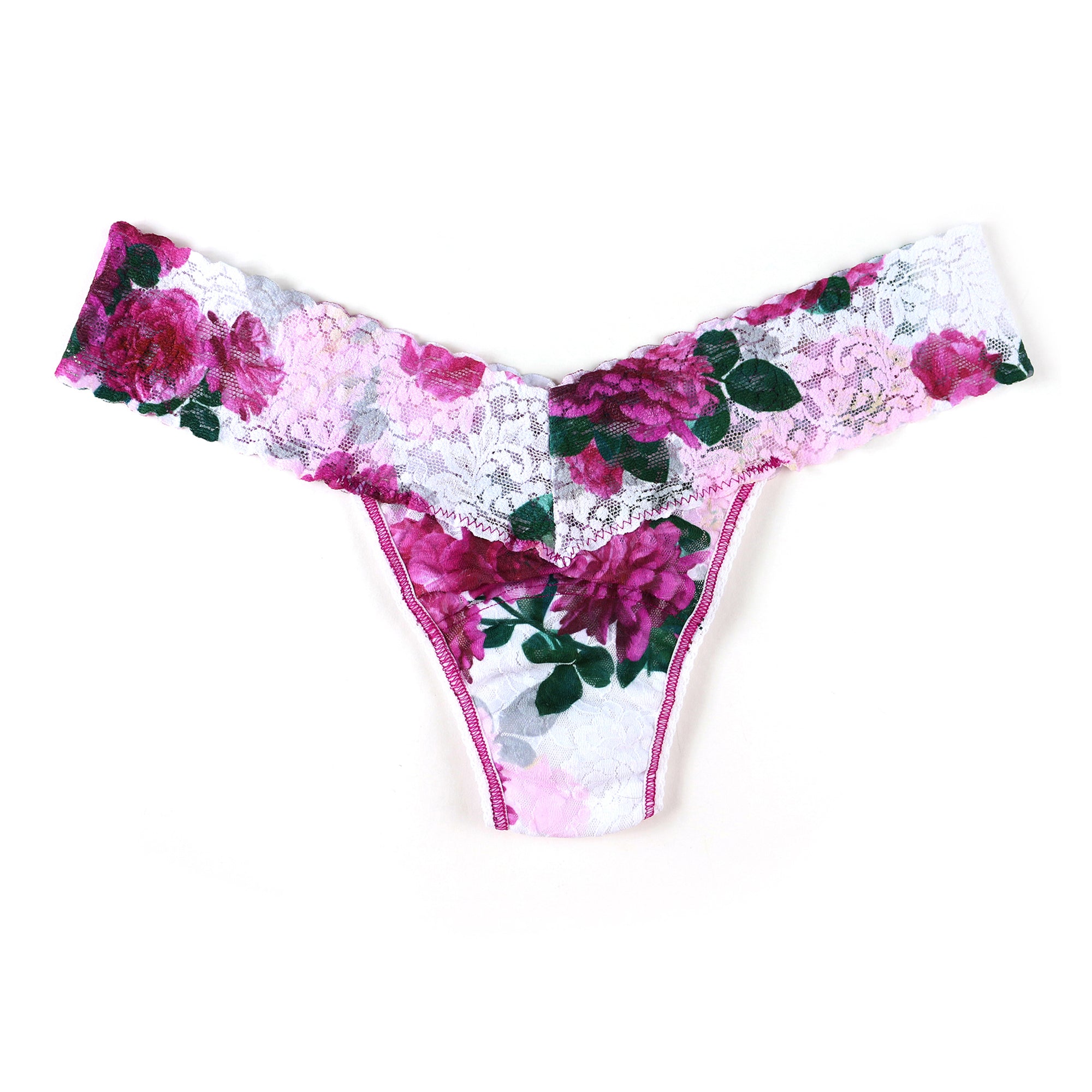 Signature Lace Low Rise Thong - V1 | Pink Multi