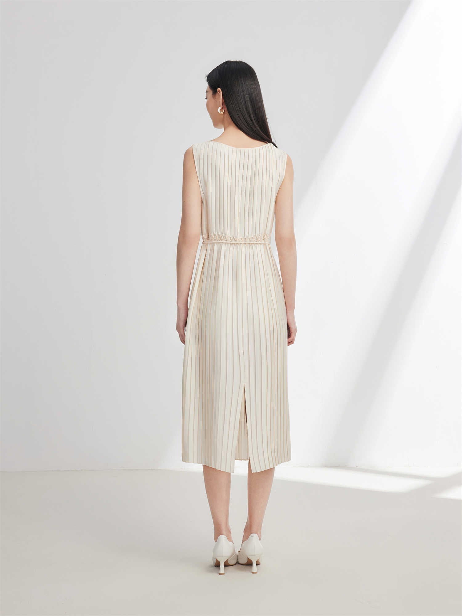 Pleated Dress | Beige