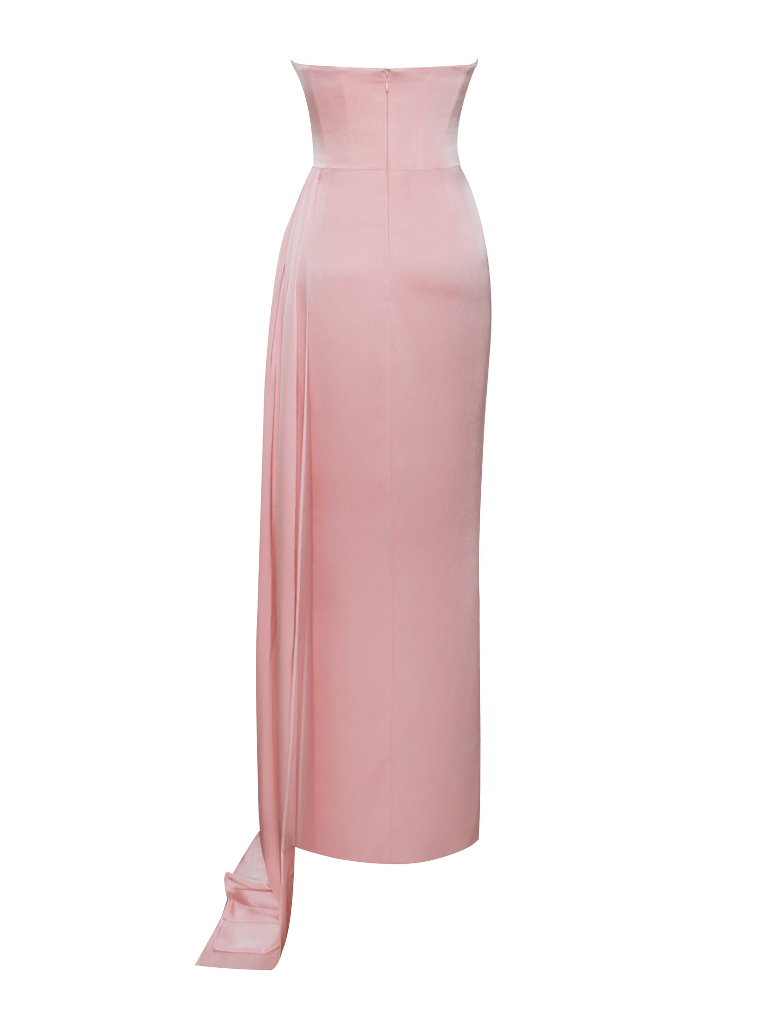 Marilyn Satin Crystal Embellished High Slit Gown | Pink