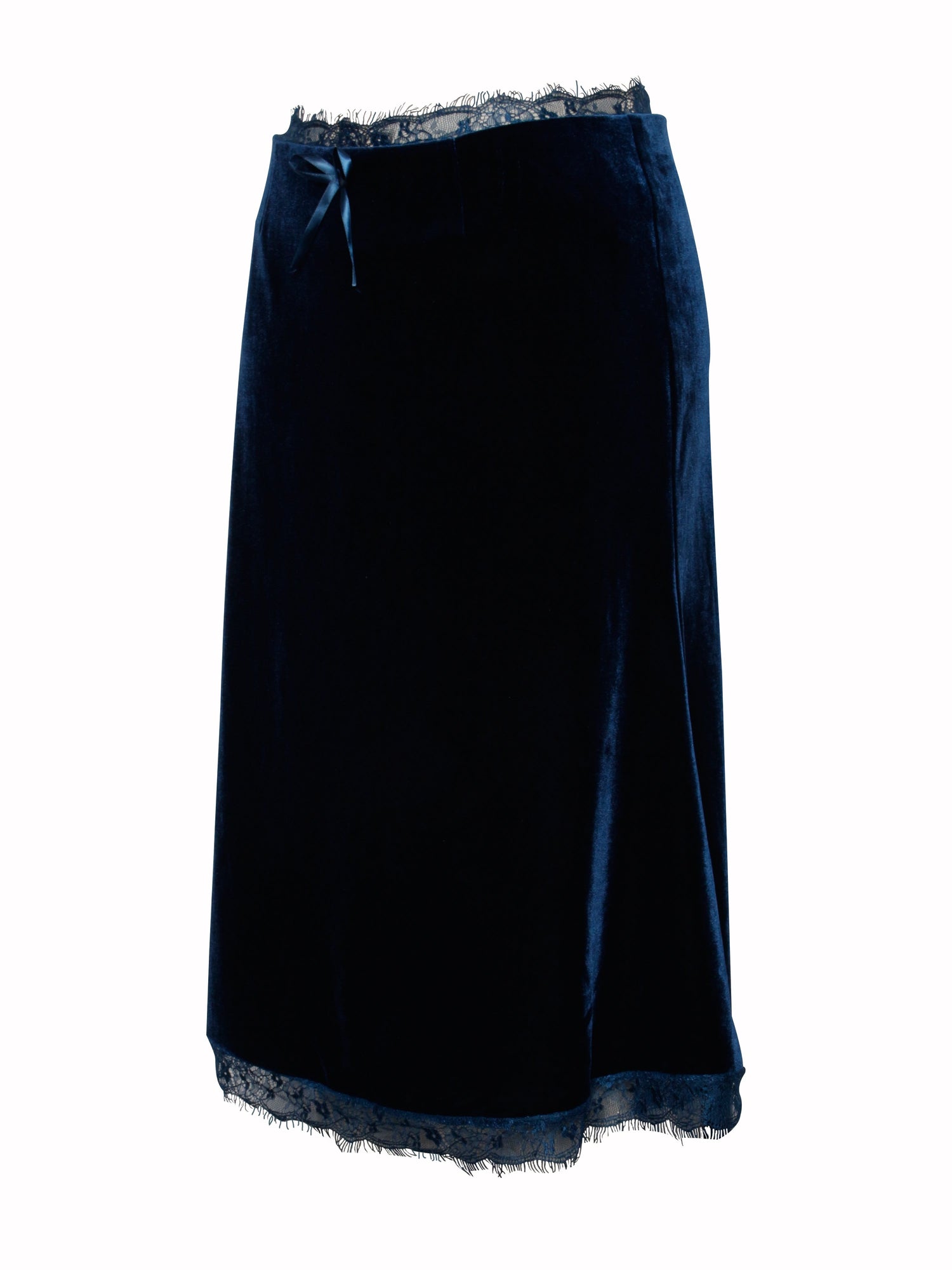 Lorraine Velvet Skirt With Lace Trim | Teal