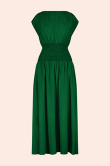 Starburst Crepe Smocked Dress | Green