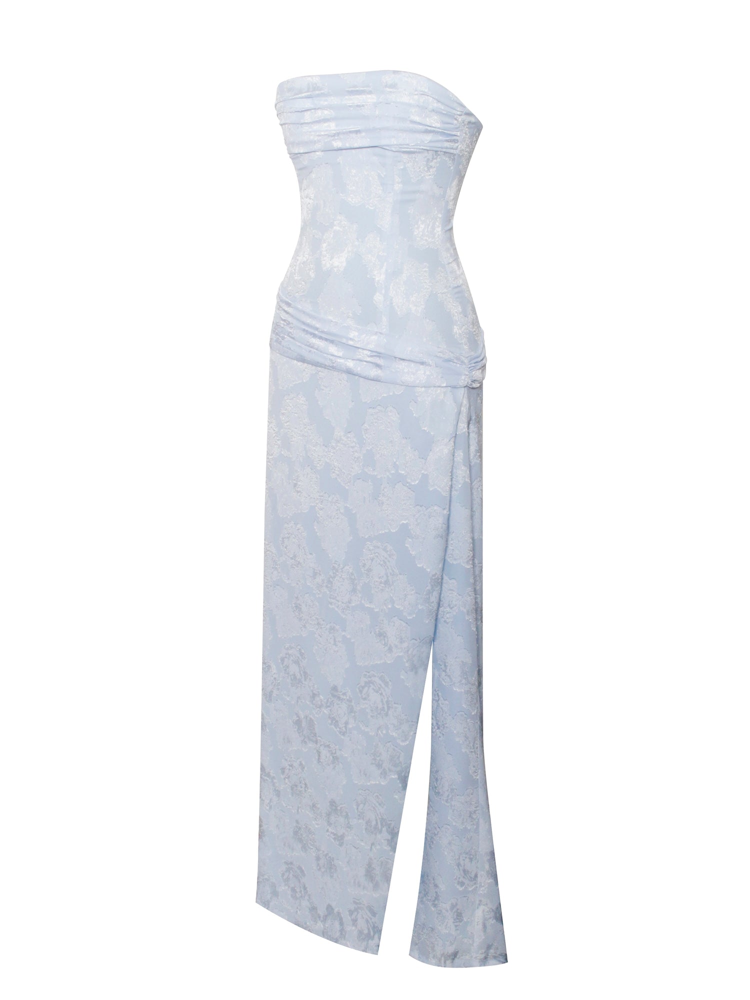 Xatia Baby Jacquard Textured High Slit Maxi Dress | Blue