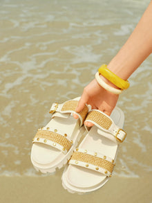 Comfortable Thick-soled Buckle Slippers | White