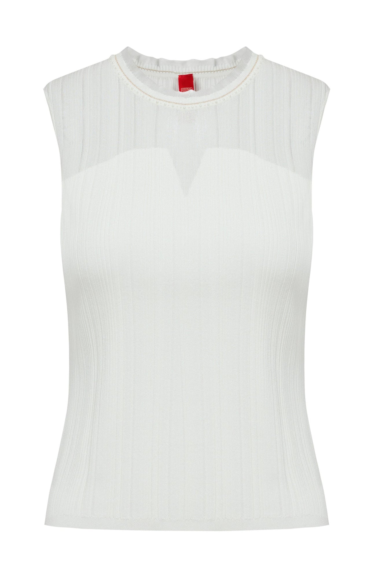 Mulberry Silk Sleeveless Knit Cardigan | White