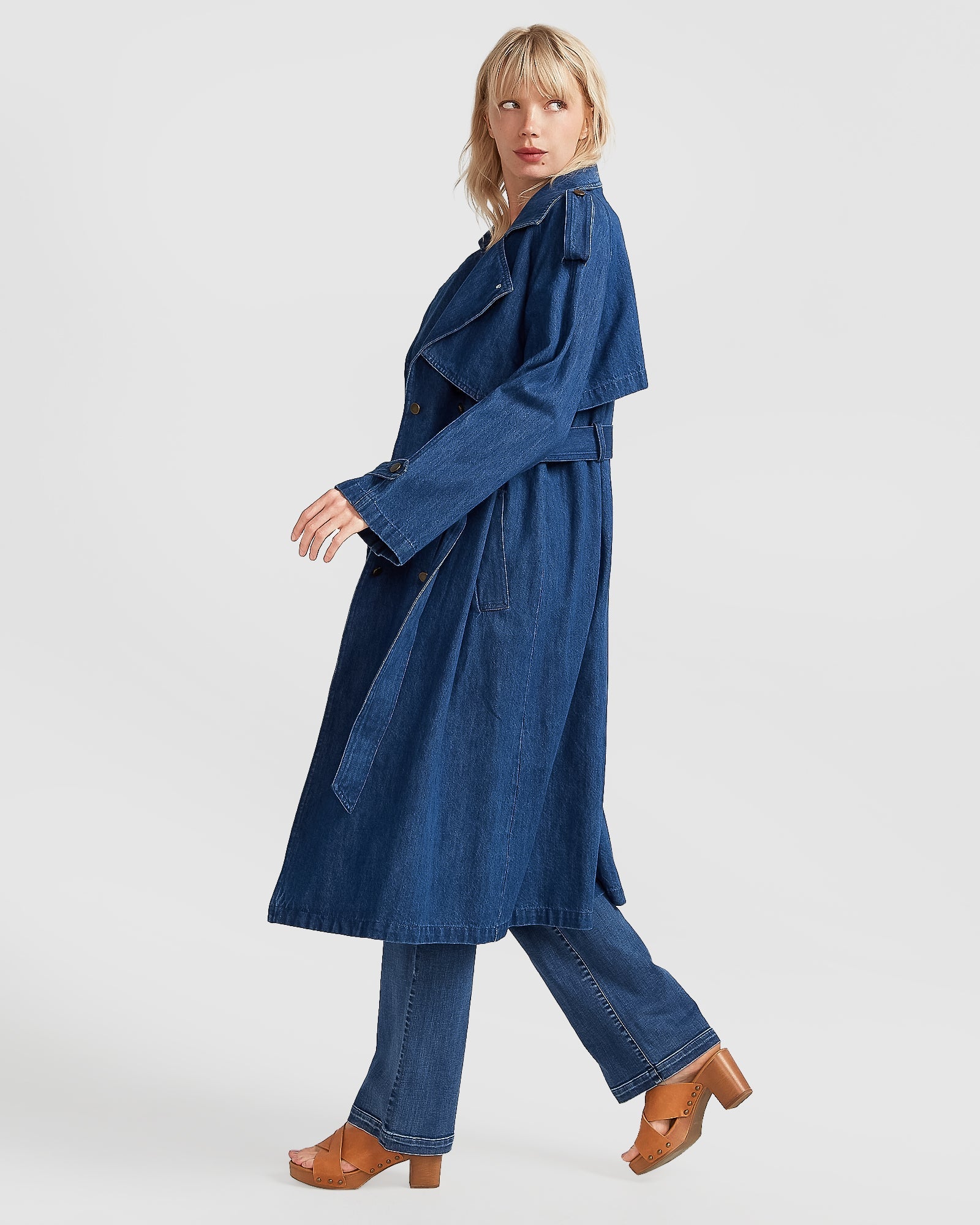 Wild Skies Denim Trench | Women | Mid Denim