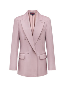 Notched Lapel Double-Breasted Suit Jacket | Purple