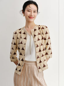 waist-cinching fitted jacket top | Beige
