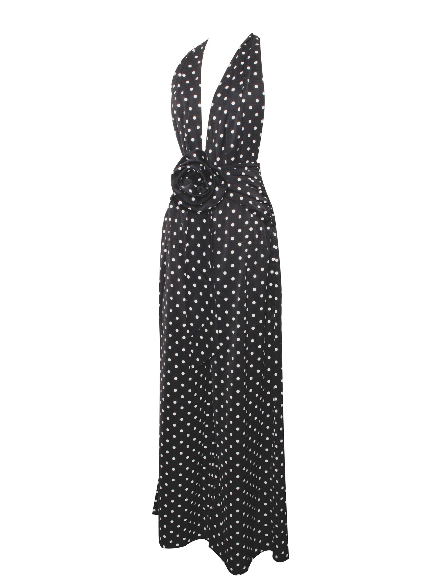 Oriana Polka Dots Halter Jumpsuit | Black